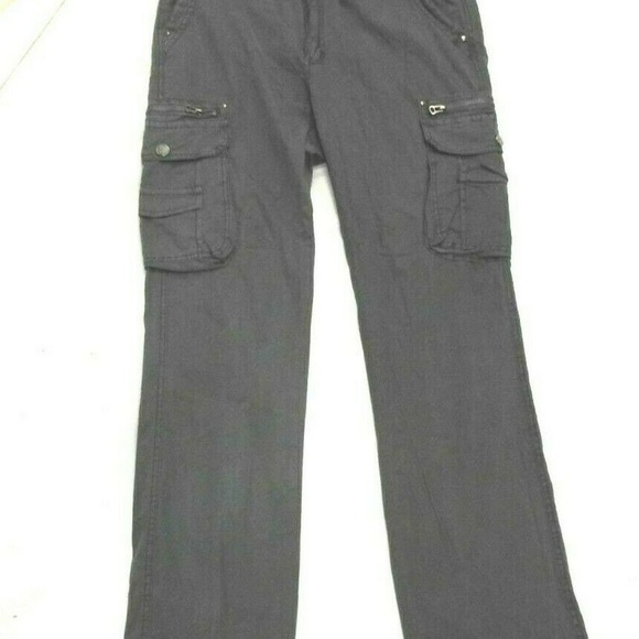 Men's Belted Cargo Pants w/Zipper Pockets Grey - Picture 2 of 7